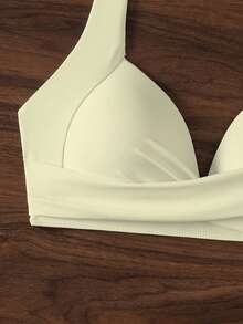 Voyashape Women's Solid Color Minimalist Daily Wear Push-Up Swimwear Top - Light Yellow - View 4