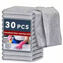 30 Pieces Thickened Double-Sided Metal Wire Cleaning Cloths, Kitchen Dish Washing Scrubbers For Pots, Pans & Daily Cleaning - Silver - View 3