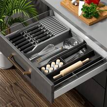1 pieza Soporte multifuncional para utensilios de cocina, estante de almacenamiento para cuchillos, estante divisor de almacenamiento, soporte de plástico para cuchillos - Multicolor - Ver 6