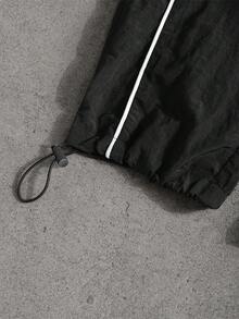Sport MetroGents Men's Elastic Waist Contrast Color Drawstring Casual Versatile Fitness Sports Pants, Gym - Black - View 5