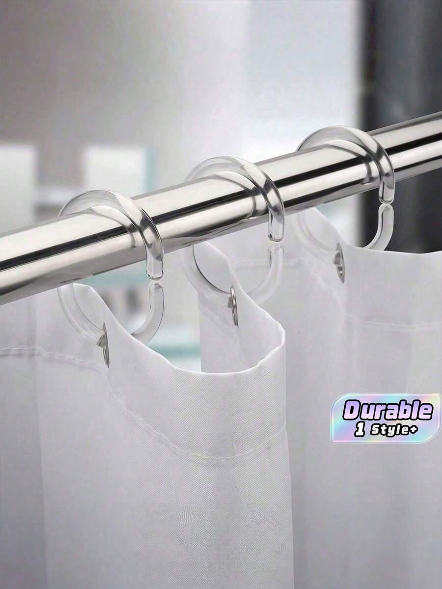 24pcs Shower Curtain Hooks Rings, Plastic Shower Curtain Rings, Curtain Hooks For Bathroom Shower Rod, Shower Hooks Rings Loops For Shower Curtain Home Bathroom Decor Fall Decor Bathroom Accessories Back To School - Multicolor - View 1