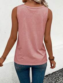 EMERY ROSE Nuevo top de tirantes casual y versátil con cuello en V y estampado de corazón degradado para mujer, primavera/verano - Rosa Pálido - Ver 2