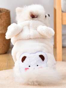 1PC Dog Plush Cute Bear Hoodie Soft And Comfortable Pet Autumn/Winter Clothes Christmas For Holiday Gift Giving - White - View 2