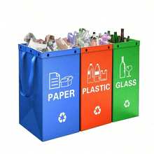 1 pieza Juego de 3 piezas Cestas de almacenamiento modulares Papeleras Materiales de plástico reutilizables y duraderos Superficie lisa y pulida Fácil de limpiar Diseño apilable Caja de organización multifuncional para dormitorio, cocina, oficina, escritorio, organización del hogar, artículo imprescindible - Azul claro + amarillo + verde hierba - View 16