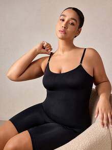 Veilyse 1pc Women's Plus Size Body Shaper Unitard, Postpartum Abdominal Control Shapewear, Tight Waist Shaping Underwear, Butt Lifter - Black - View 9
