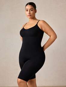 Veilyse Plus Size Women Adjustable Strap Shaping Lifting Jumpsuit - Black - View 6