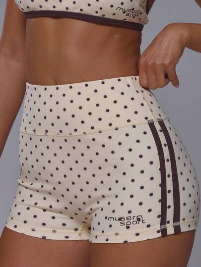 Musera Sport Polka Dot High Waist Stripe Side Soft Touch Active Mini Shorts Coord Bottoms Only Sport Workout Gym Cute Pilates Fitness Daily