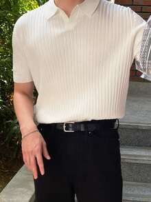 DAZY Men Ribbed Knit Top - White - View 6