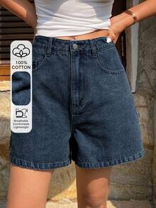DAZY Tween Girls' Washed Denim Casual Shorts - Dark Wash - View 1