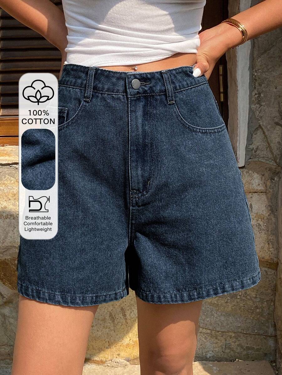 DAZY Tween Girls' Washed Denim Casual Shorts - Dark Wash - View 1