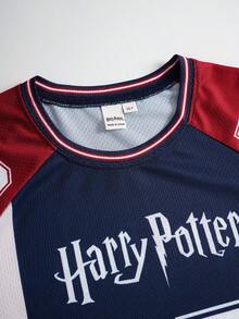 HARRY POTTER X SHEIN Tween Girl Colorblock Cartoon Print Round Neck Short Sleeve T-Shirt - Multicolor - View 3
