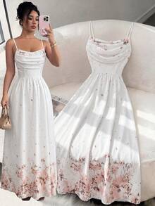 Elenzga Đầm voan mỏng nhẹ, thanh lịch, lãng mạn dành cho nữ, kiểu dáng dây mảnh, thắt eo, thích hợp dự đám cưới hoặc tụ họp bạn bè. - Nhiều màu - Xem 1