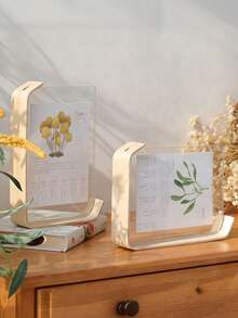 1 pieza Marco de fotos vertical rectangular de madera acrílica moderna, versátil para decoración de boda, fiesta, plantas, calendario, manualidades y decoración de hogar. Idea de regalo elegante con acabado de madera natural y acrílico transparente - Marco de fotos de madera - Ver 2