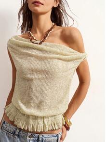 Bohemela Áo vest dệt kim màu trơn dáng thường ngày dành cho nữ - xanh quân đội - Xem 6