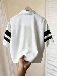 Chillumni 男士标准尺码白衬衫 男士休闲条纹印花短衬衫 男士度假衬衫 春夏条纹马印花时尚衬衫 - 彩色 - 查看 2