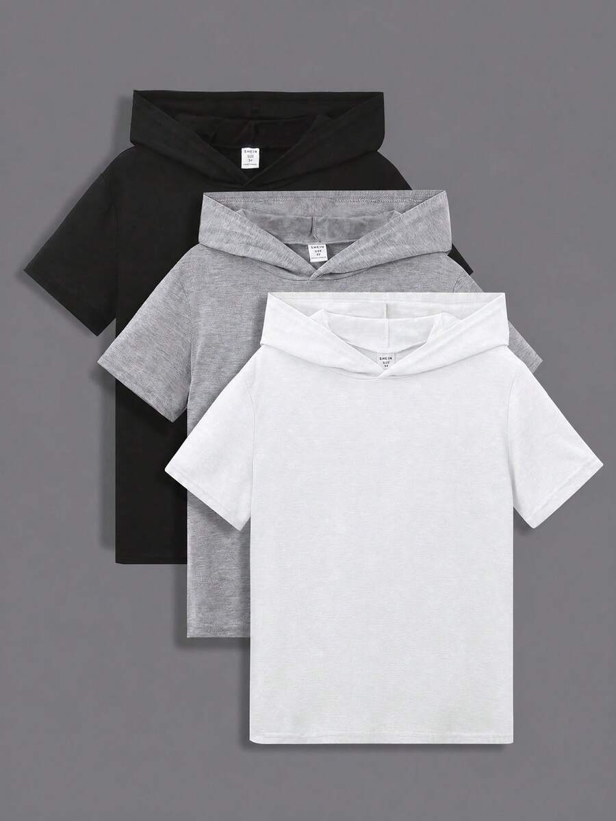 SHEIN 3 st/set Tween Boy Enfärgad Huvad Casual Stickad Tröja - Multifärgad - Visa 1