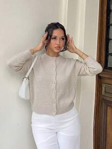 NegzBox Cárdigan elegante, simple y versátil para mujer - Beis - Ver 5