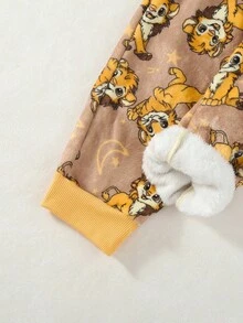 Genkimix Kids 2pcs Young Boy Cartoon Graphic Plush Crew Neck Long Sleeve Top And Pants Pajama Set Kids Sleep Wear - Multicolor - View 4