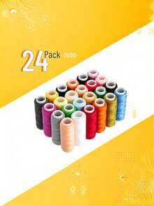 24rolls Mixed Color Sewing Thread Set,For Hand Sewing And Machine Sewing Use, Colorful Polyester Thread Set,Ideal For Emergency And Travel, DIY And Home And Creative Art - Multicolor - View 7