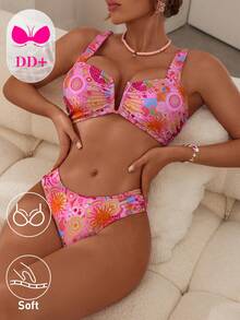 Swim DD+ Women's Fashion Beach Vacation Printed Bikini Set - Multicolor - View 5