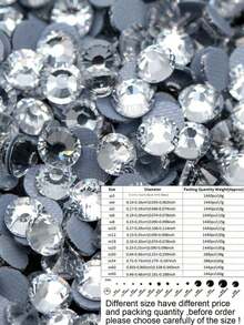 144/288/1440PCS  1Pack  Hot Fix Flatback Glass Rhinestones Sparkle Iron On Gem Stones For DIY Clothing Design Party Decoration Craft Sewing - White - View 22