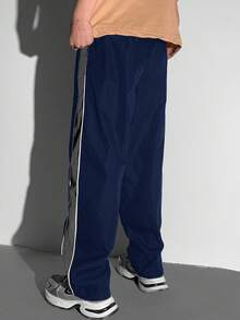 Tween Boy Color Block Casual Versatile Daily Wear Pants - Navy Blue - View 2