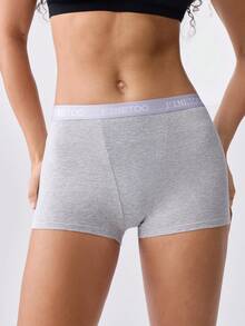 Loungeista 6pcs Letter Waistband Solid Color Comfortable Cotton Sport Panties For Women - Multicolor - View 6