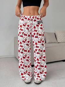CovetEZ HELLO KITTY AND FRIENDS | SHEIN 女士休闲低腰直筒裤，女士夏季服装 - 彩色 - 查看 5