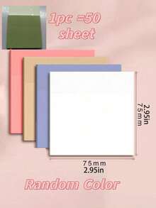 2packs(100pcs/Pack) Random Color Transparent Sticky Notes, Muted Tones Square Shape For Office & Study Back To School - Multicolor - View 6