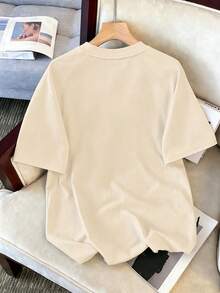 Daypath Men Plus Size Cartoon Letter Print Fashionable Summer Casual Sportswear Tee, Holiday - Apricot - View 2