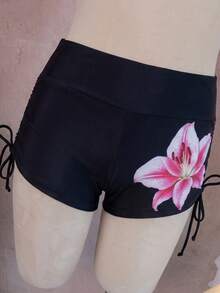 Swim Lushoire 女士夏季度假沙滩印花吊带背心套装 - 黑色 - 查看 6