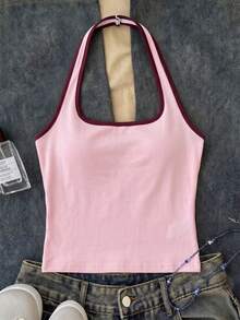 Áo tank top dài màu trắng kiểu yếm, ôm dáng, thích hợp cho bé gái tuổi teen, thích hợp mặc mùa hè. - Nhiều màu - Xem 4