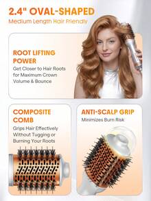 SHEGLAM HAIR Travel Buddy Mini Hot Air Brush,Hair Blow Dryer Brush,Redefine Frizzy Styles,35000RPM Motor Speed & 2 Adjustable Temps,Adds Shine,Volume & Fullness For Smooth,Anti-Frizz Straight,Curl & Blowout Styles-EU Plug Gift Pink Makeup Beach Festivals Hair Care Y2K Vacation Summer Hair Accerssories Back To School Home - Silver - View 7