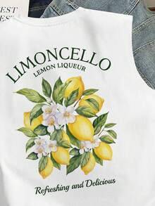 Torvinic Casual Fresh Summer Lemon Print White Camisole - White - View 3