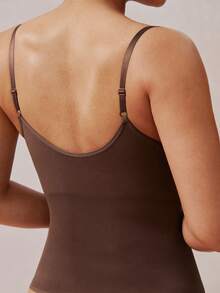 Veilyse 1pc Women Seamless Shapewear Bodysuit, Thong Bottom, Slimming Shaping Bodysuit, Tummy Control Bodysuit, Shapewear, Waist Trainerfor Summer - Brown - View 3