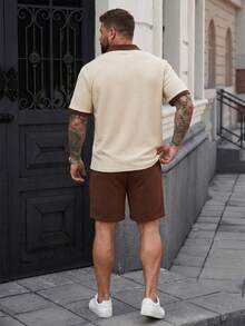 DRIVNCORE Ensemble de t-shirts pour hommes en tissu jacquard à motif losange, tissu jacquard bicolore pour l'extérieur, les festivals de musique, les occasions décontractées. Cadeau pour le petit ami/mari, anniversaire - Multicolore - Voir 2