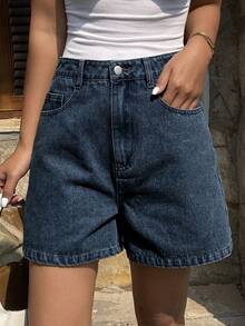 DAZY Tween Girls' Washed Denim Casual Shorts - Dark Wash - View 3