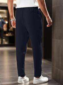 Manfinity Mode Plus Size Men's Solid Color Slant Pocket Casual Pants - Black - View 2