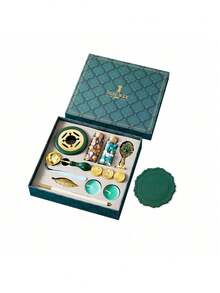 1PC Wax Seal Stamp Kit Retro Envelope Sealing Wax Beads Set With Spoon Candle Melting Furnace Gift For Wedding Invitation Christmas Card DIY Craft Supplies Hot Search - Dark Green - View 5