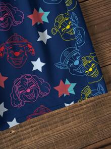 SHEIN | PAW Patrol 小男孩夏季休閒度假與日常通勤可愛卡通字母印花短袖T恤短褲套裝 - 白色 - 查看 3