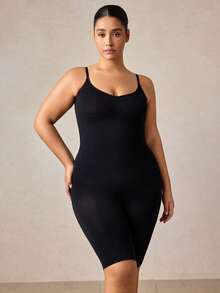Veilyse Plus Size Women Adjustable Strap Shaping Lifting Jumpsuit - Black - View 5
