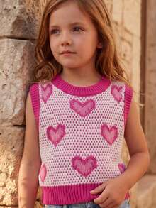 Maija Kids Maija Kids 1件装少女休闲度假优雅宽松彩色爱心图案钩针迷你裙，适合日常穿着、返校、郊游、聚会、节日、春夏穿着。 - 彩色 - 查看 7