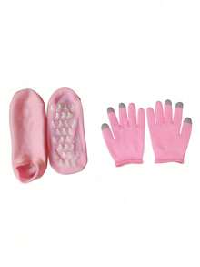 1 paire de masque pour les pieds hydratant et éclaircissant à l'huile essentielle, gants hydratants, pour les soins des pieds secs et fissurés, chauffe-pieds et jambes en gel, pour l'hydratation des pieds - Rose bonbon - Voir 10