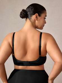 Veilyse Sutiã multifuncional preto plus size Peach Girl, modelo Plus Size, com bojo fino, confortável e respirável, com aro para levantar e modelar o corpo. - Preto - Ver 2