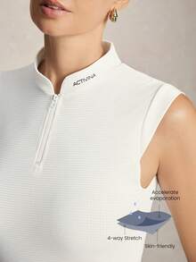Activina Women's Fashionable Versatile Zipper Half-Placket Equestrian Top - White - View 1
