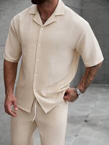 Manfinity CasualCool 男士宽松休闲刺绣西装套装 - 彩色 - 查看 3