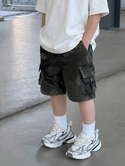Bubblio Baby Boy Casual Street Camo Loose Denim Shorts, Summer