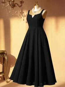 DreamSkyne Plus Size Women Elegant Party Spaghetti Strap Light Mini Dress Maxi Women Outfit - Black - View 4
