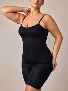 Veilyse 1pc Women's Plus Size Body Shaper Unitard, Postpartum Abdominal Control Shapewear, Tight Waist Shaping Underwear, Butt Lifter - Black - View 5