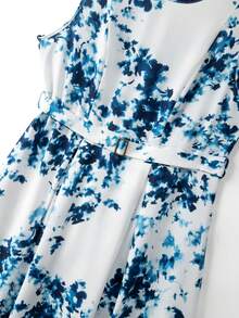 GlowEve CURVE Plus Size Women's Floral Print Off-Shoulder Elegant Flapper 1920s Vacation Dress Wedding Evening Guest Formal Tea Party Blue And White Summer - Blue and White - View 5